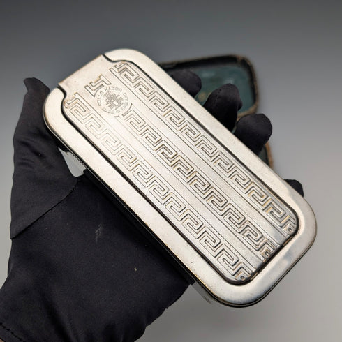 約 1927 年英國復古鍍銀刮鬍刀套件,裝在刮鬍刀盒中